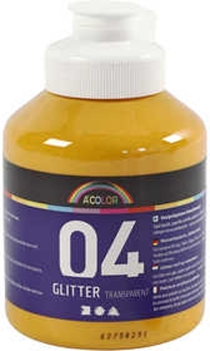 A-Color acrylverf, warm geel, 04 - glitter, 500ml [HOB-32502]